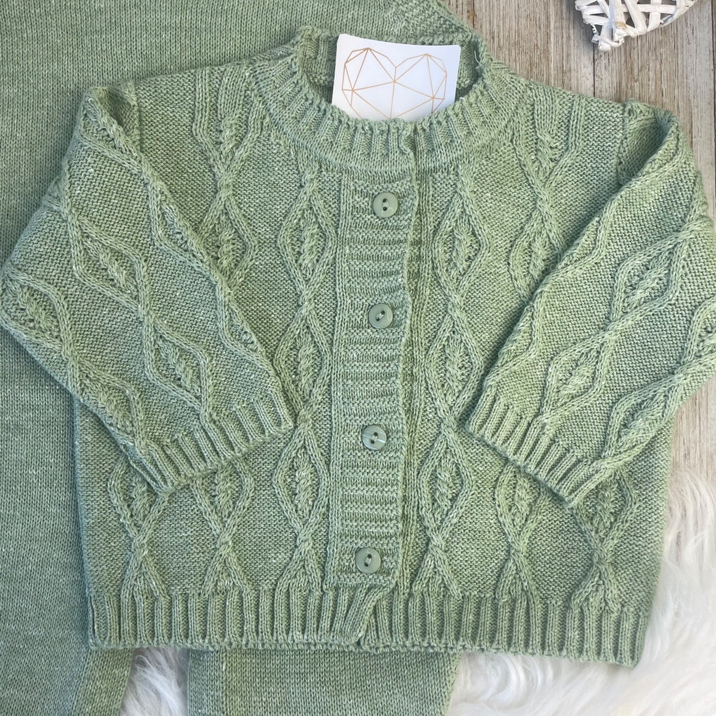Saída De Maternidade Masculina Bebê Tricô Caio 7 Peças - ACOMPANHA BODY PERSONALIZADO Verde Maré - Imagem 4