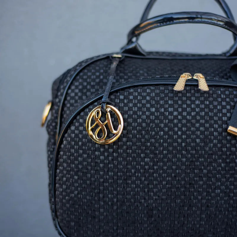 Bolsa da Mamãe - Palha Preta com Detalhes em Couro Verniz - Imagem 3