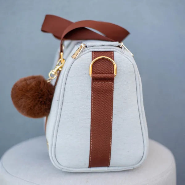 Bolsa da Mamãe - Linho Bege com Fitas Caramelo - Imagem 2