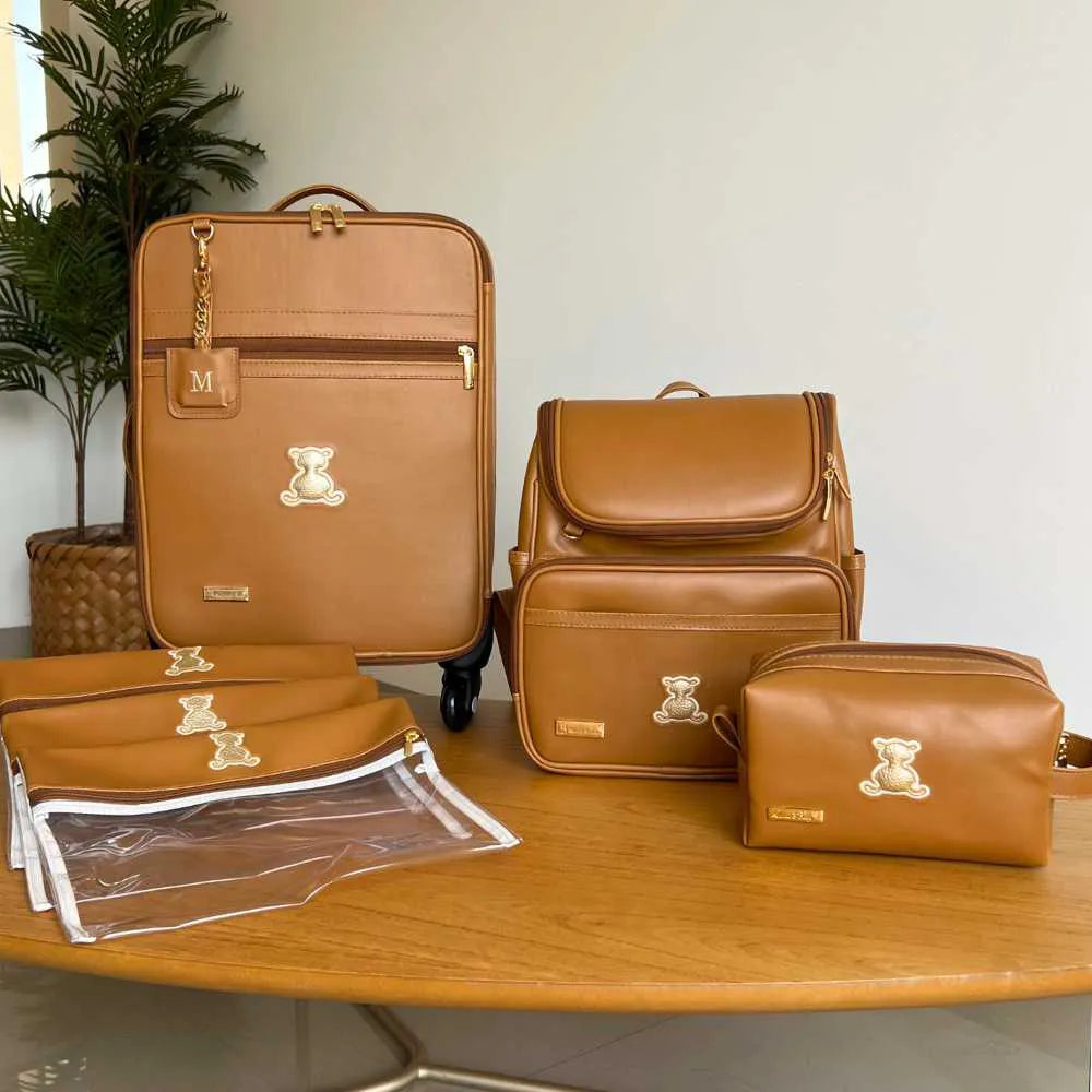 Kit Baby 4 Couro Personalizado | Caramelo