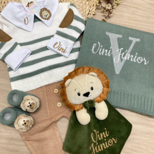 Kit Saída Maternidade Personalizável Verde Maré Completa - Personalize Com o Nome do Seu Príncipe