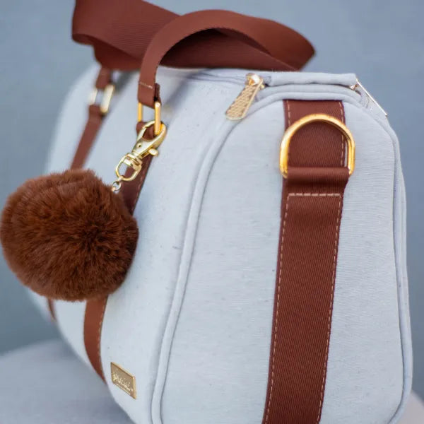 Bolsa da Mamãe - Linho Bege com Fitas Caramelo - Imagem 3