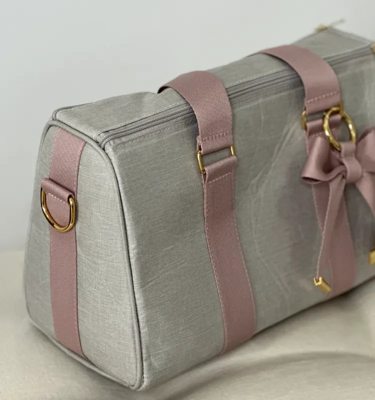 Bolsa da Mamãe - Linho Bege com Fitas Rosê - Imagem 3