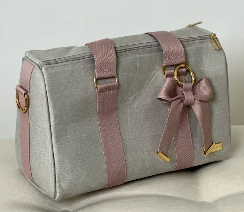 Bolsa da Mamãe - Linho Bege com Fitas Rosê - Imagem 4