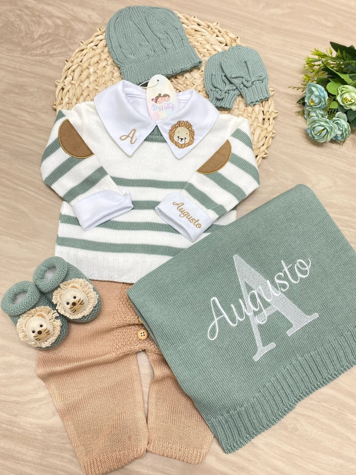 Kit Saída Maternidade Personalizável Verde Maré Completa - Personalize Com o Nome do Seu Príncipe - Imagem 2