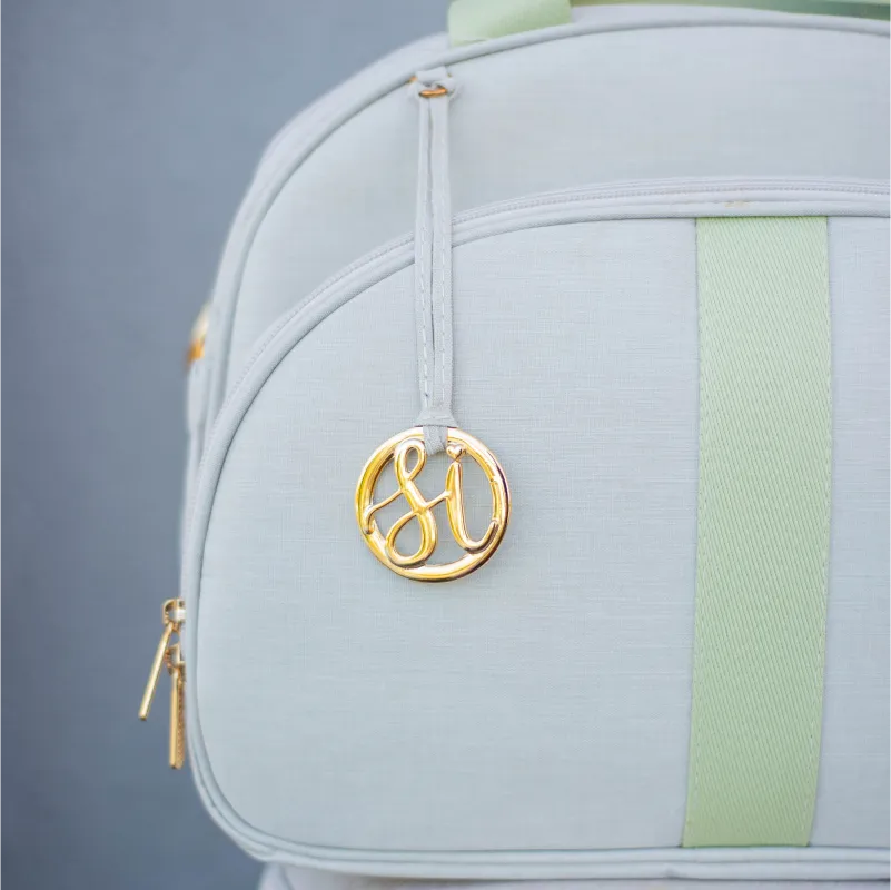 Bolsa da Mamãe - Linho Bege com Fitas Verde Chá - Imagem 2