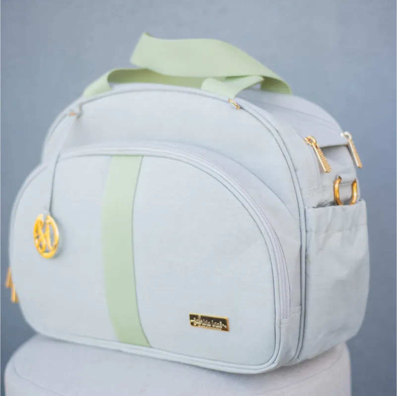 Bolsa da Mamãe - Linho Bege com Fitas Verde Chá - Imagem 3