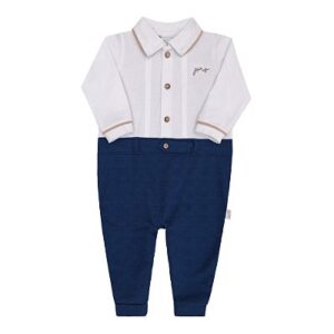 KIT 3 Macacões Longo Polo Paraíso - Branco e Azul