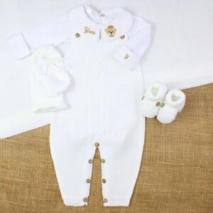 Saída De Maternidade Masculina Bebê Tricô Branco