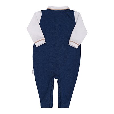 KIT 3 Macacões Longo Polo Paraíso - Branco e Azul - Imagem 2