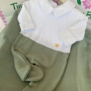 Kit Saída Maternidade Personalizável Completa Branco + Verde Oliva | Personalize Com o Nome do Seu Príncipe