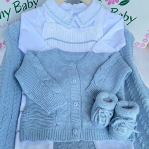 Kit Saída Maternidade Personalizável Completa BRANCO + AZUL | Personalize Com o Nome do Seu Príncipe