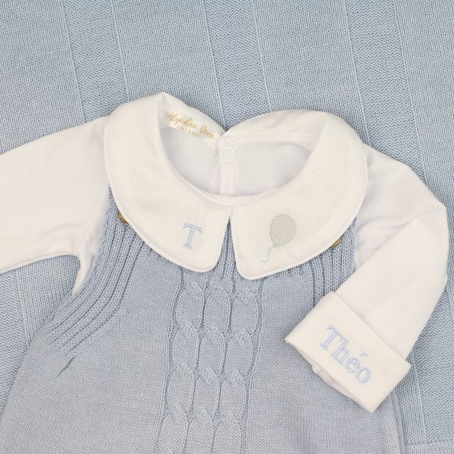 Saída De Maternidade Masculina Bebê Tricô Caio Azul Salina - Imagem 3